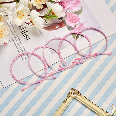5Pcs 5 Style Nylon Thread Woven Braided Bracelets Set BJEW-SW00051-1
