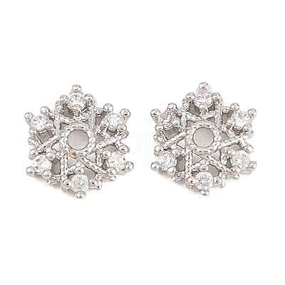 Christmas Brass Clear Cubic Zirconia Beads KK-B186-12P-1