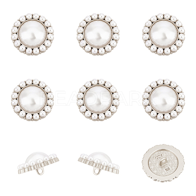 Plastic Imitation Pearl Shank Buttons FIND-NB0003-71P-1