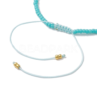 Adjustable Natural Amazonite & Seed Braided Bead Bracelets BJEW-JB10181-06-1