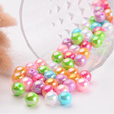 Colorful Round AB Color Acrylic Ball Beads for Kid Jewelry X-PL426-1