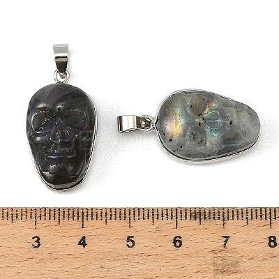Halloween Natural Labradorite Carved Pendants G-D102-03P-1