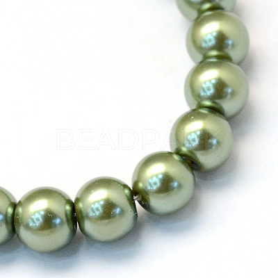 Baking Paint Pearlized Glass Pearl Round Bead Strands X-HY-Q003-4mm-49-1