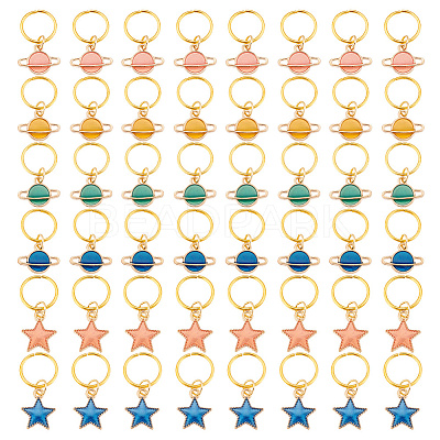 24Pcs Alloy Enamel & Iron Braiding Hair Pendants Decoration Clips PALLOY-AB00050-1