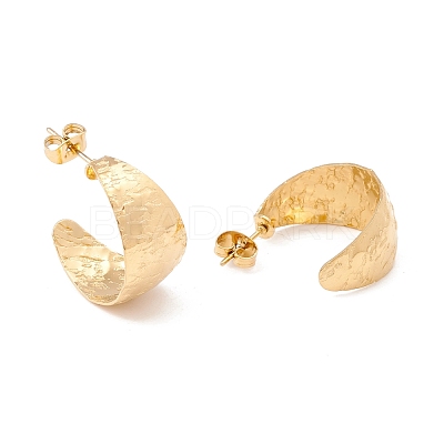 Ion Plating(IP) 304 Stainless Steel Chunky C-shape Stud Earrings EJEW-P198-13G-1