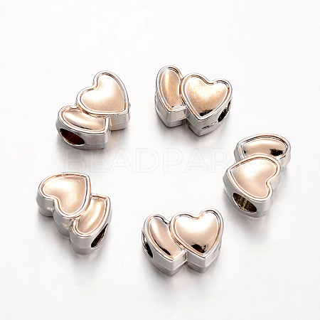 Heart Alloy European Large Hole Beads PALLOY-O065-28-1