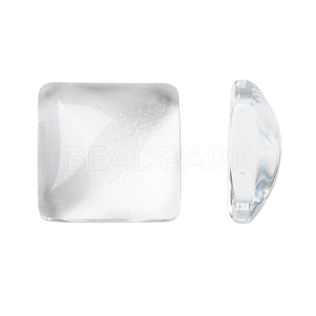 Transparent Clear Glass Square Cabochons GGLA-A001-10mm-1