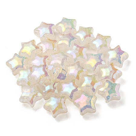 UV Plating Rainbow Iridescent Transparent Crackle Acrylic Beads OACR-P010-09E-1