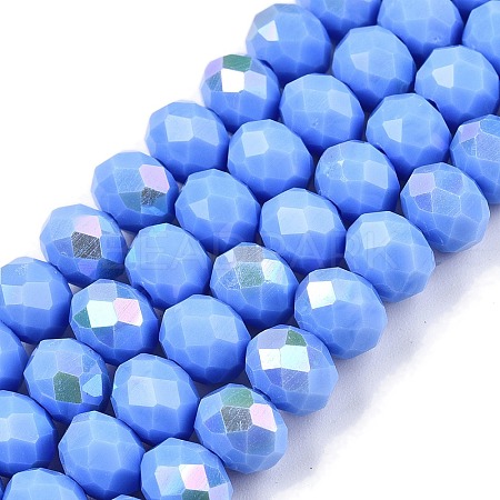 Electroplate Opaque Solid Color Glass Beads Strands EGLA-A044-P8mm-L17-1