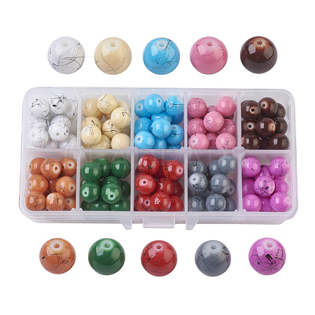 Drawbench Baking Painted Glass Beads GLAD-JP0001-02-10mm-1