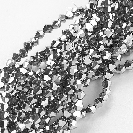 1 Strand Faceted Bicone Electroplate Glass Beads Strands X-EGLA-J026-3mm-F19-1