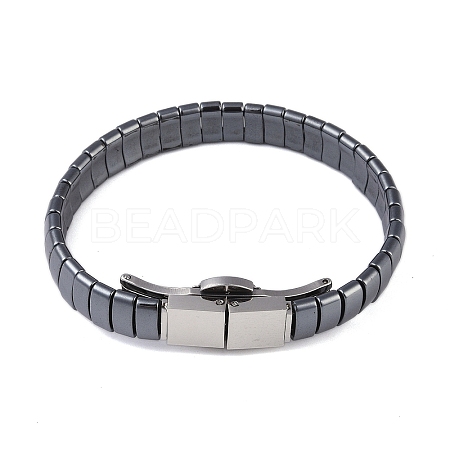 Synthetic Non-Magnetic Hematite Beaded Bracelets for Men BJEW-E102-01P-1