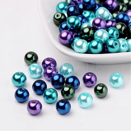 Ocean Mix Pearlized Glass Pearl Beads HY-X006-8mm-11-1