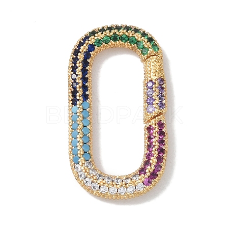 Rack Plating Brass Micro Pave Cubic Zirconia Twister Clasps KK-NH0002-19G-02-1