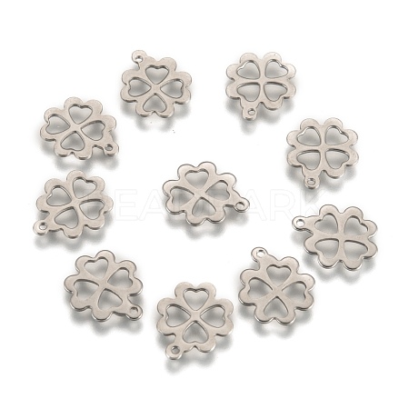 Tarnish Resistant 304 Stainless Steel Four Leaf Clover Charms Pendants STAS-M004-01-1