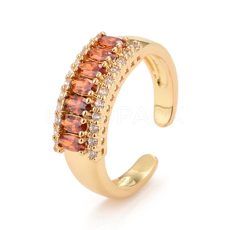 Bling Orange Cubic Zirconia Cuff Ring KK-Z023-05G-1