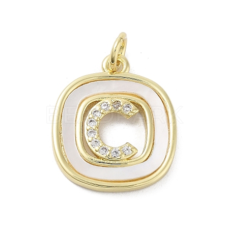 Rack Plating Brass Micro Pave Clear Cubic Zirconia Pendants KK-E102-33G-C-1