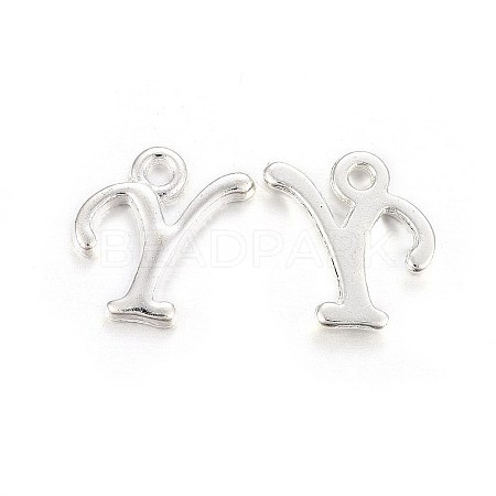 Silver Color Plated Alloy Letter Pendants PALLOY-J718-01S-Y-1