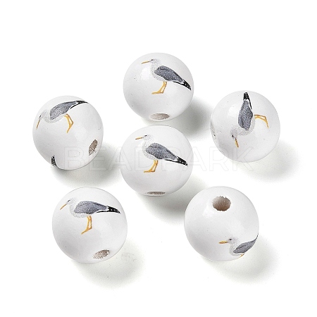 Natural Wood European Beads WOOD-S059-01A-1