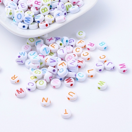 Acrylic Horizontal Hole Letter Beads MACR-R481-M-1