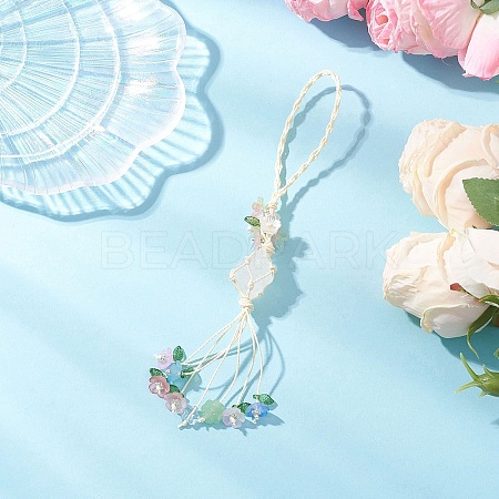 Nuggets Natural Quartz Crystal Net Pouch Pendant Decorations HJEW-JM04260-02-1