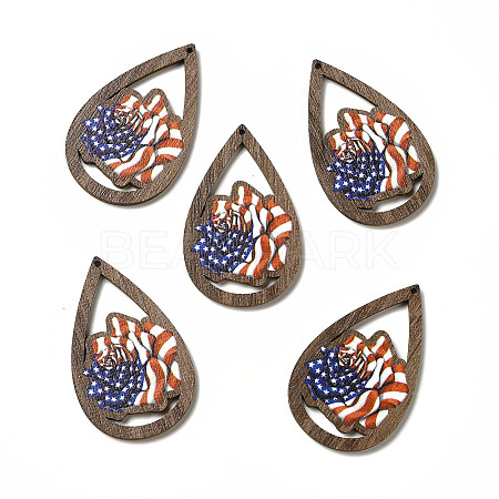 American Flag Theme Single Face Printed Aspen Wood Pendants WOOD-G014-01E-1