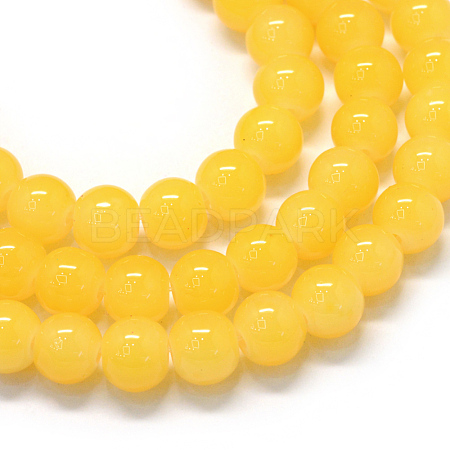 Baking Paint Imitation Jade Glass Round Bead Strands X-DGLA-Q021-10mm-30-1