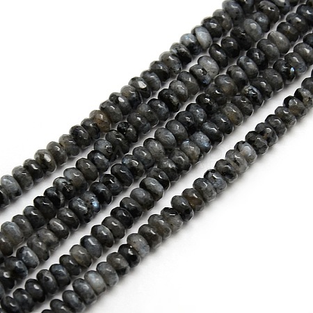 Faceted Natural Labradorite Rondelle Bead Strands G-M065-4mm-01-1