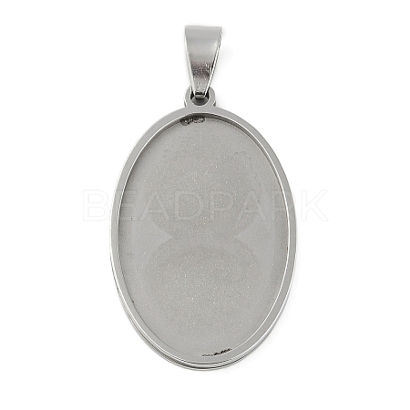 Non-Tarnish 201 Stainless Steel Pendant Cabochon Settings X-STAS-L279-012P-01-1
