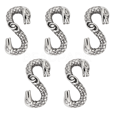 Unicraftale 5Pcs Tibetan Style 304 Stainless Steel S-Hook Clasps STAS-UN0040-71-1