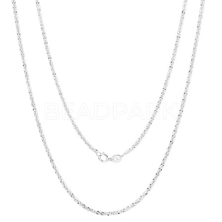 Rhodium Plated 925 Sterling Silver Thin Dainty Link Chain Necklace for Women Men JN1096B-01-1