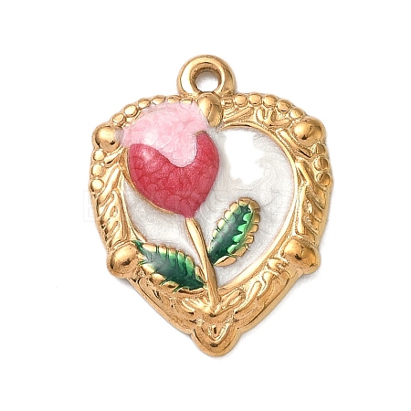 304 Stainless Steel Enamel Pendants STAS-A092-01E-G-1