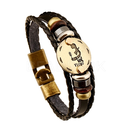 Braided Cowhide Cord Multi-Strand Bracelets PW-WG49322-09-1