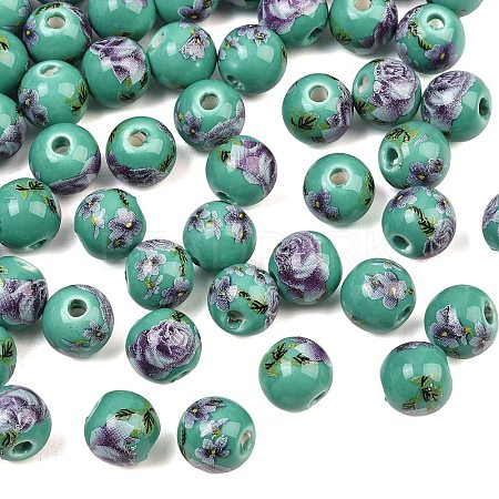Printed Handmade Porcelain Beads X-PORC-R134-04-1