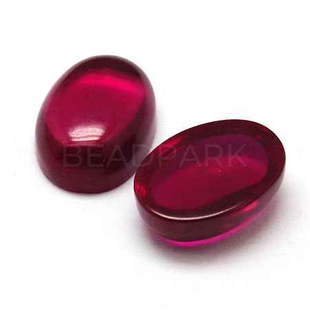 Dyed Oval Lab Grown Red Corundum Cabochons G-J339-02-6x8mm-1