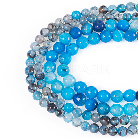 2 Strands 2 Styles Dyed Natural Dragon Veins Agate Beads Strands G-TA0002-44-1