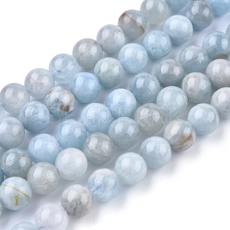 Natural Aquamarine Beads Strands G-F641-02-6mm-01A-1