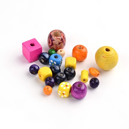 Spray Painted Opaque Natural Wood Beads M-TB042-1