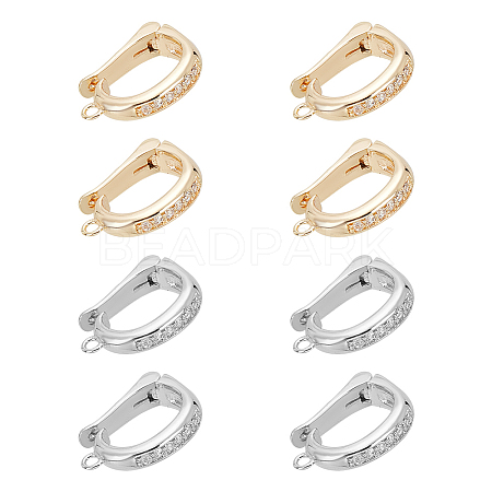 8Pcs 2 Colors Rack Plating Brass Micro Pave Clear Cubic Zirconia Fold Over Clasps FIND-PH0020-88-1