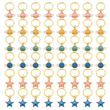 24Pcs Alloy Enamel & Iron Braiding Hair Pendants Decoration Clips PALLOY-AB00050-1