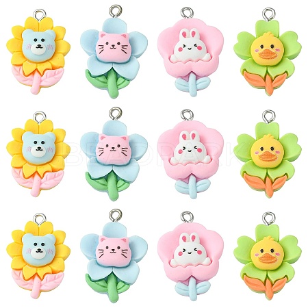 40Pcs 4 Styles Opaque Resin Pendants RESI-CJ0002-85-1