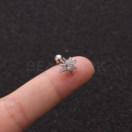 316L Surgical Stainless Steel Micro Pave Clear Cubic Zirconia Star Cartilage Earrings WG9CD6D-20-1