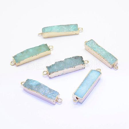 Electroplated Natural Druzy Agate Links/Connectors G-G656-02D-1