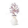 Natural Amethyst Chips with Brass Wrapped Wire Money Tree on Ceramic Vase Display Decorations DJEW-B007-01B-1