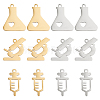 12Pcs 6 Style Ion Plating(IP) 201 Stainless Steel Pendants STAS-UN0032-19-1