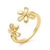Rack Plating Brass Flower Open Cuff Rings for Women RJEW-M148-07G-3