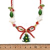 Brass Handmade Lampwork Christmas Tree Pendant Glass Beaded Necklaces NJEW-TA00275-4