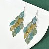430 Stainless Steel Leaf Dangle Earrings EJEW-A137-06P-02-2
