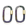Brass Micro Pave Cubic Zirconia Screw Carabiner Lock Charms ZIRC-N039-008B-NF-1