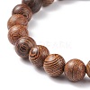 Natural Wenge Wood & Lapis Lazuli & Synthetic Turquoise Round Beaded Stretch Bracelet BJEW-JB08206-5